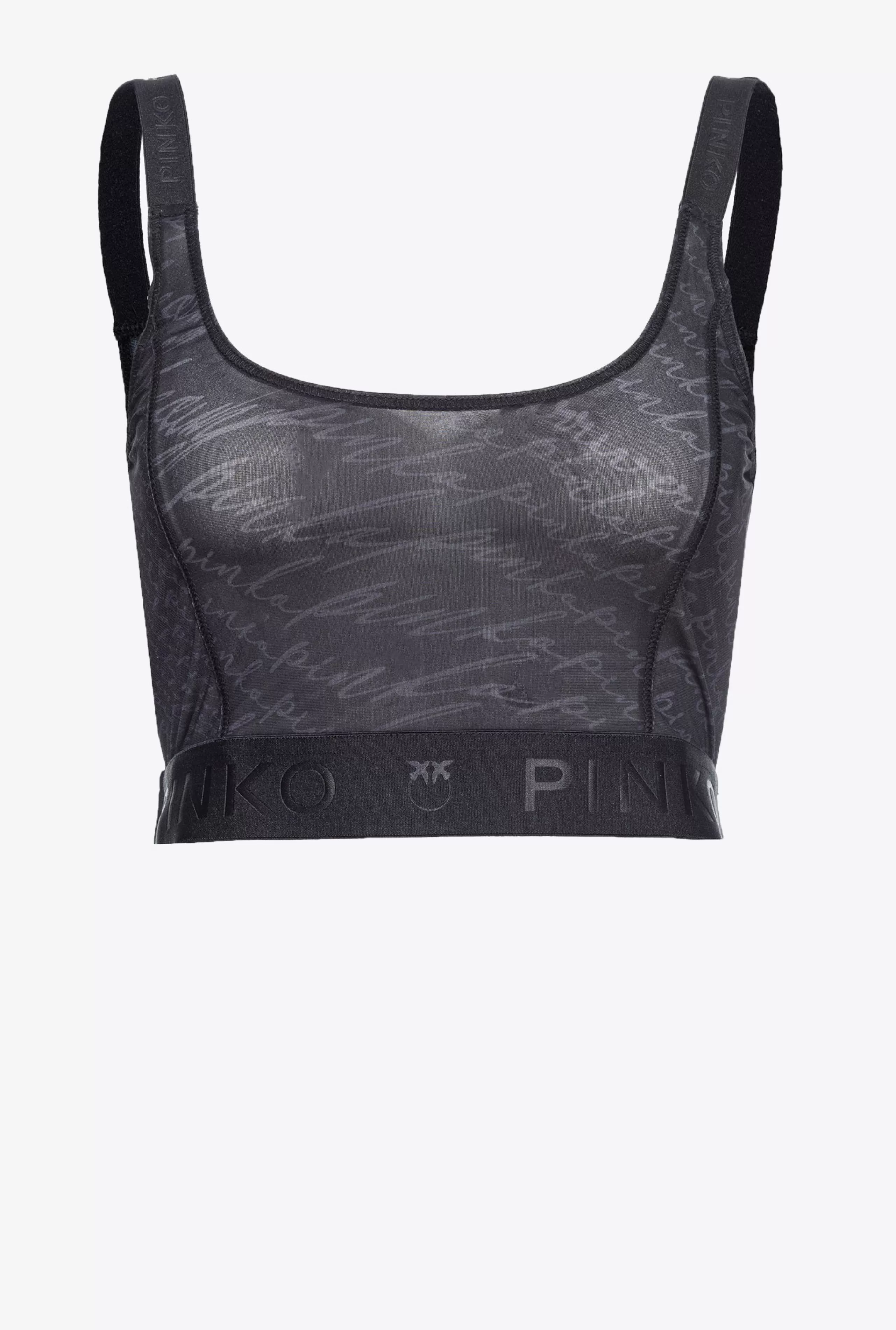 PINKO TOPY-Crop Top Z Lejącym Logo