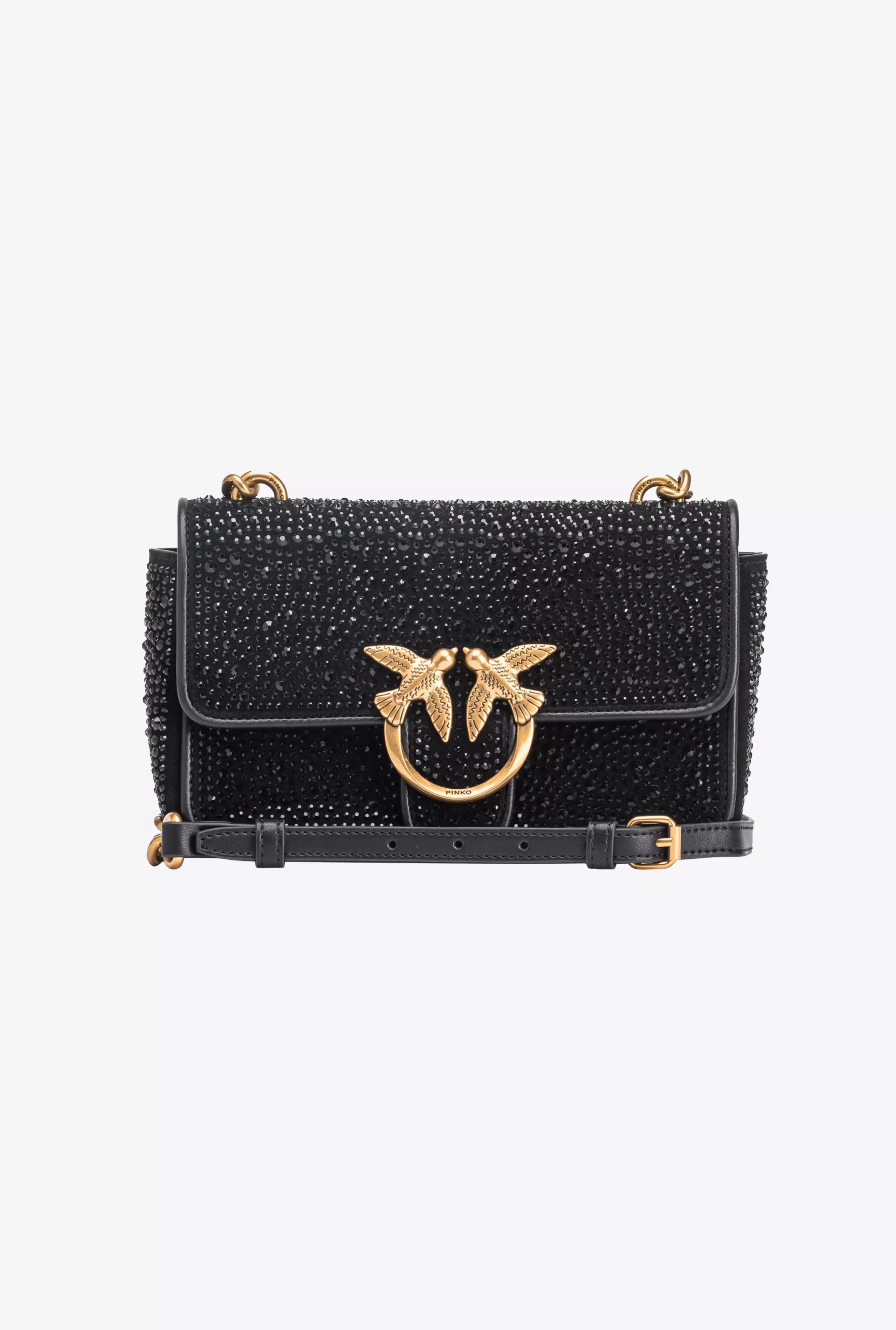 PINKO Mini Bags | Torebki przewieszane przez ramię-Mini Love Bag One Suede Full Strass