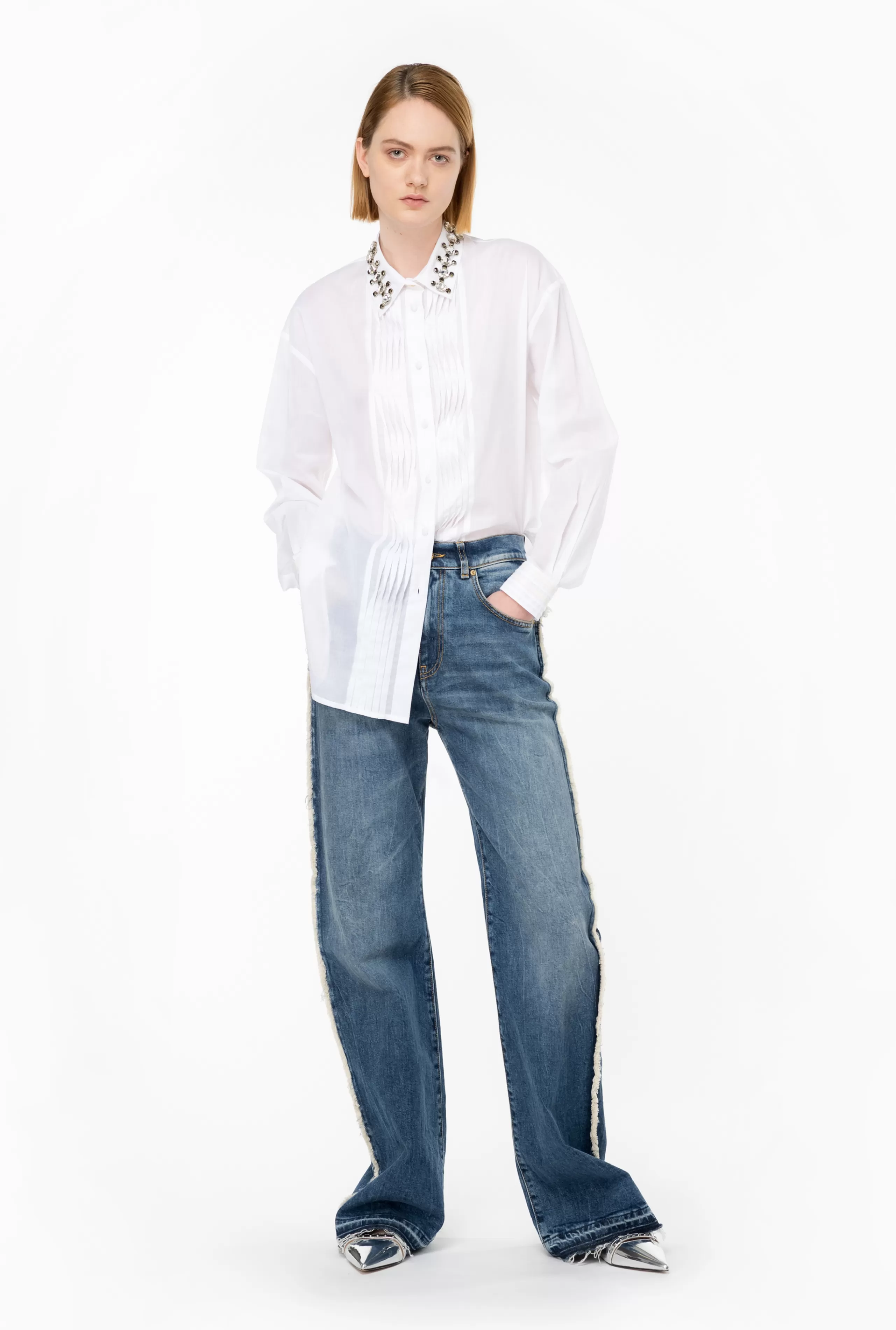 PINKO Deepest Desires | Koszule i Bluzki-Muslin Shirt With Jewel Collar