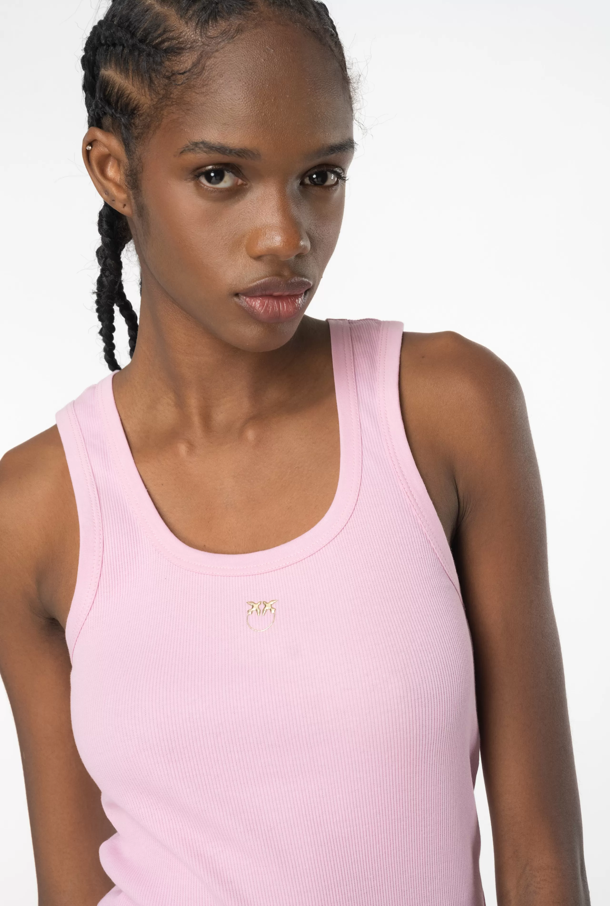 PINKO TOPY-Tank Top Z Haftem Love Birds