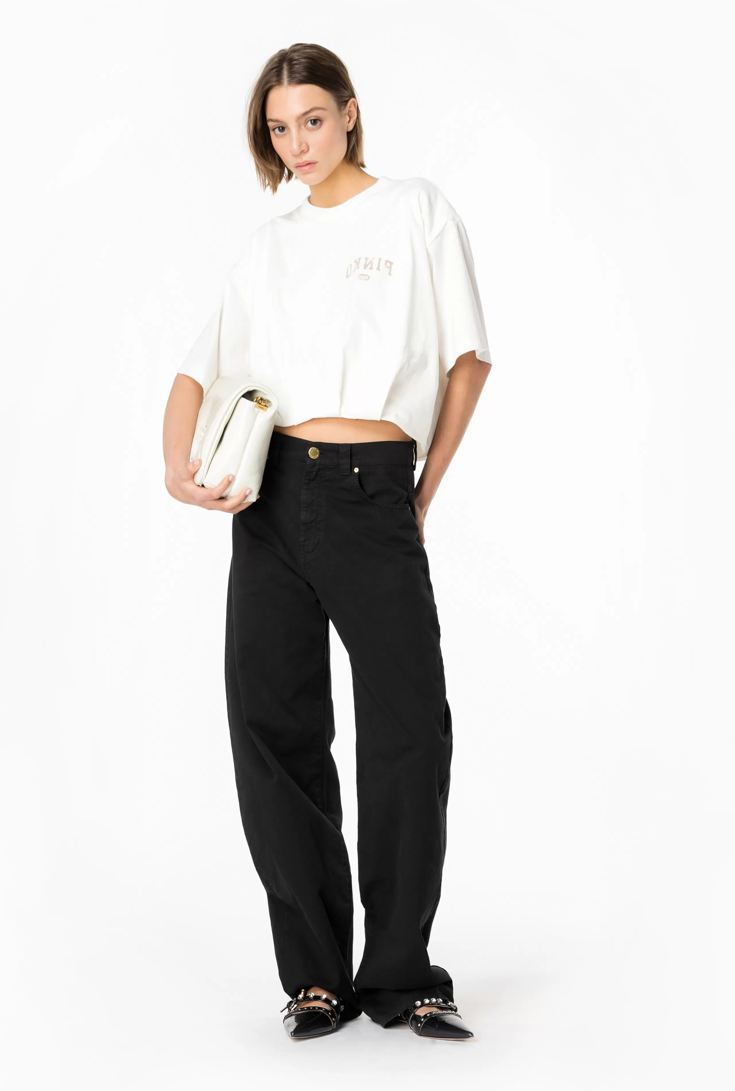 PINKO TOPY-T-shirt Crop Z Logo