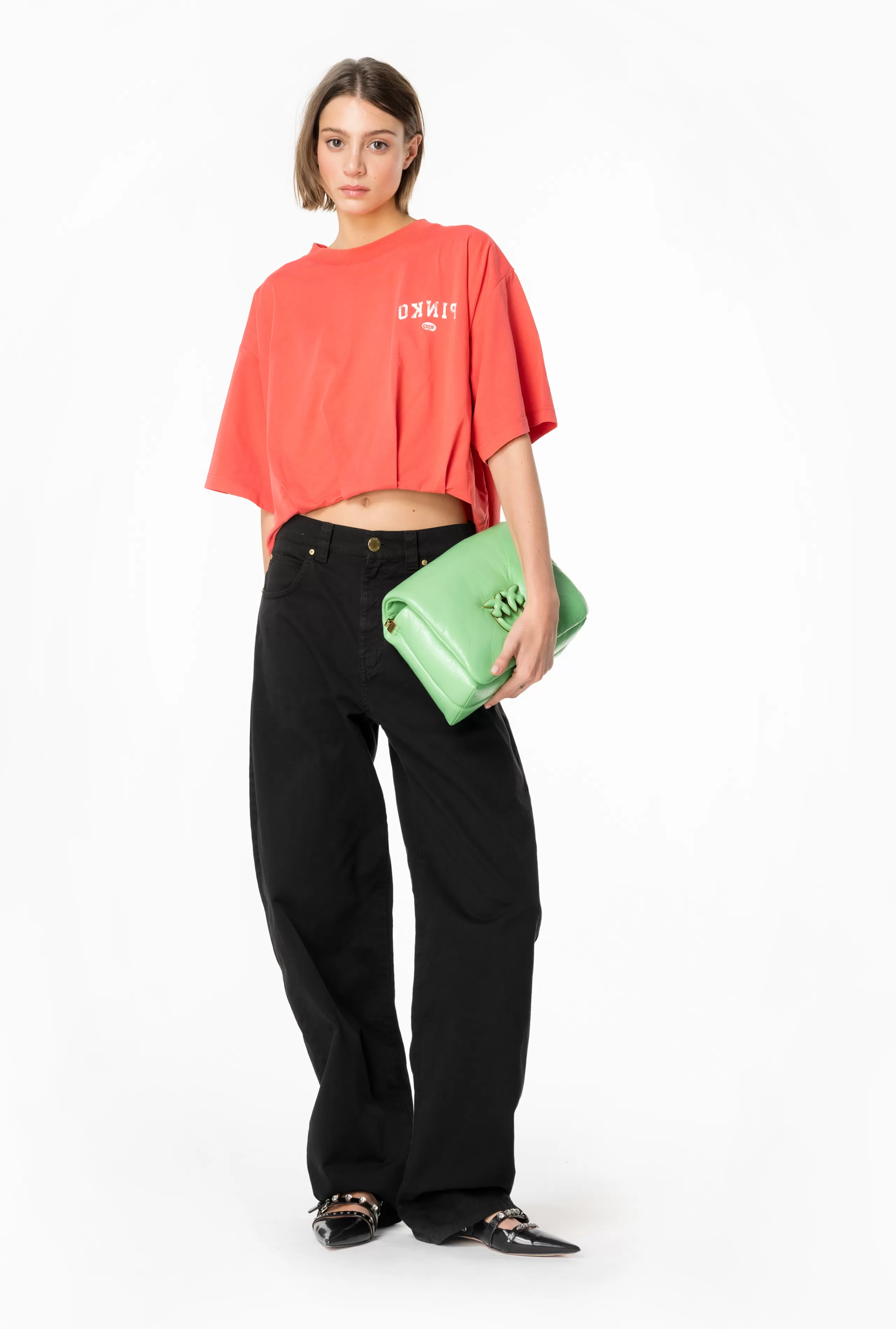 PINKO TOPY-T-shirt Crop Z Logo