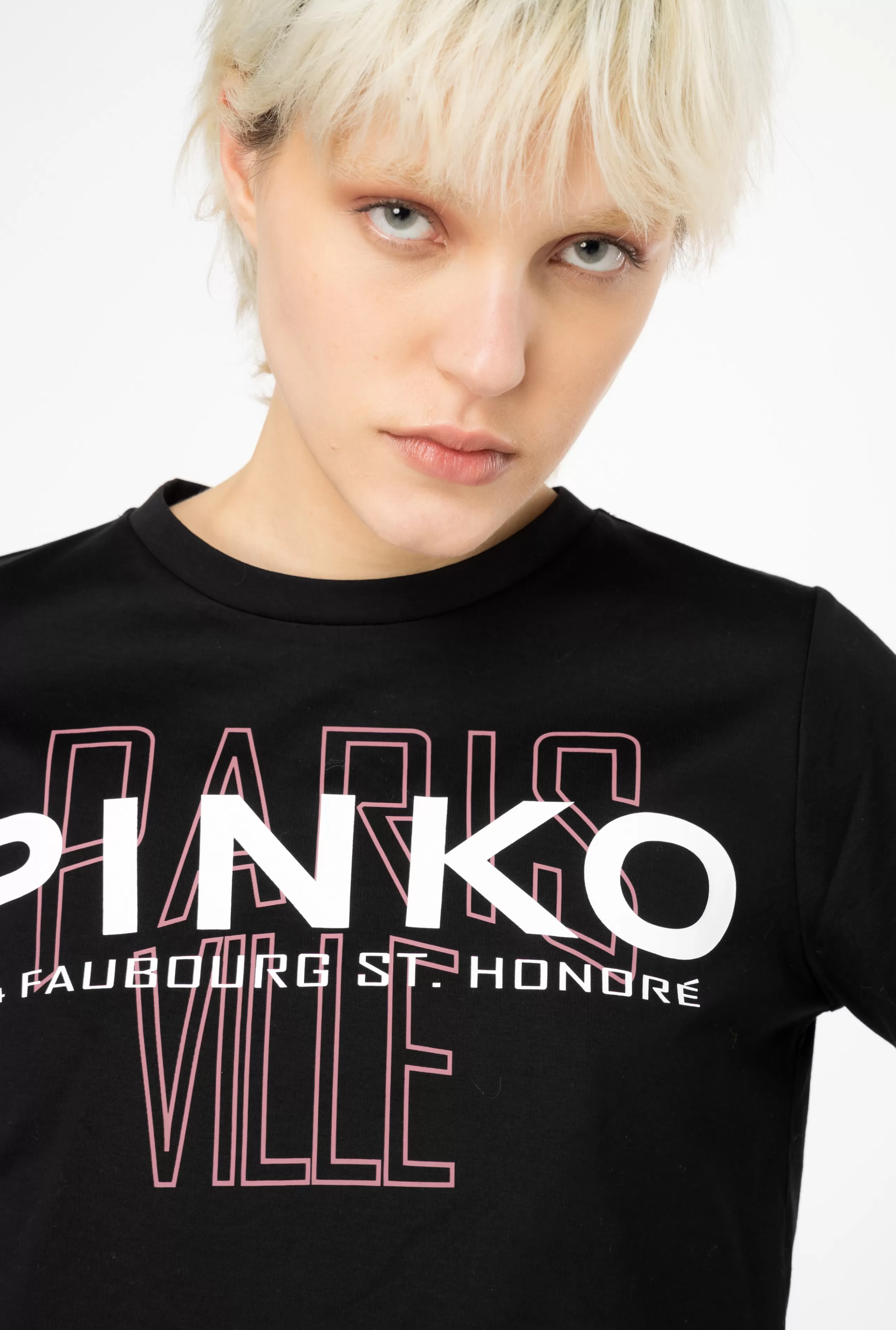 PINKO TOPY-T-shirt Cities Z Piórami