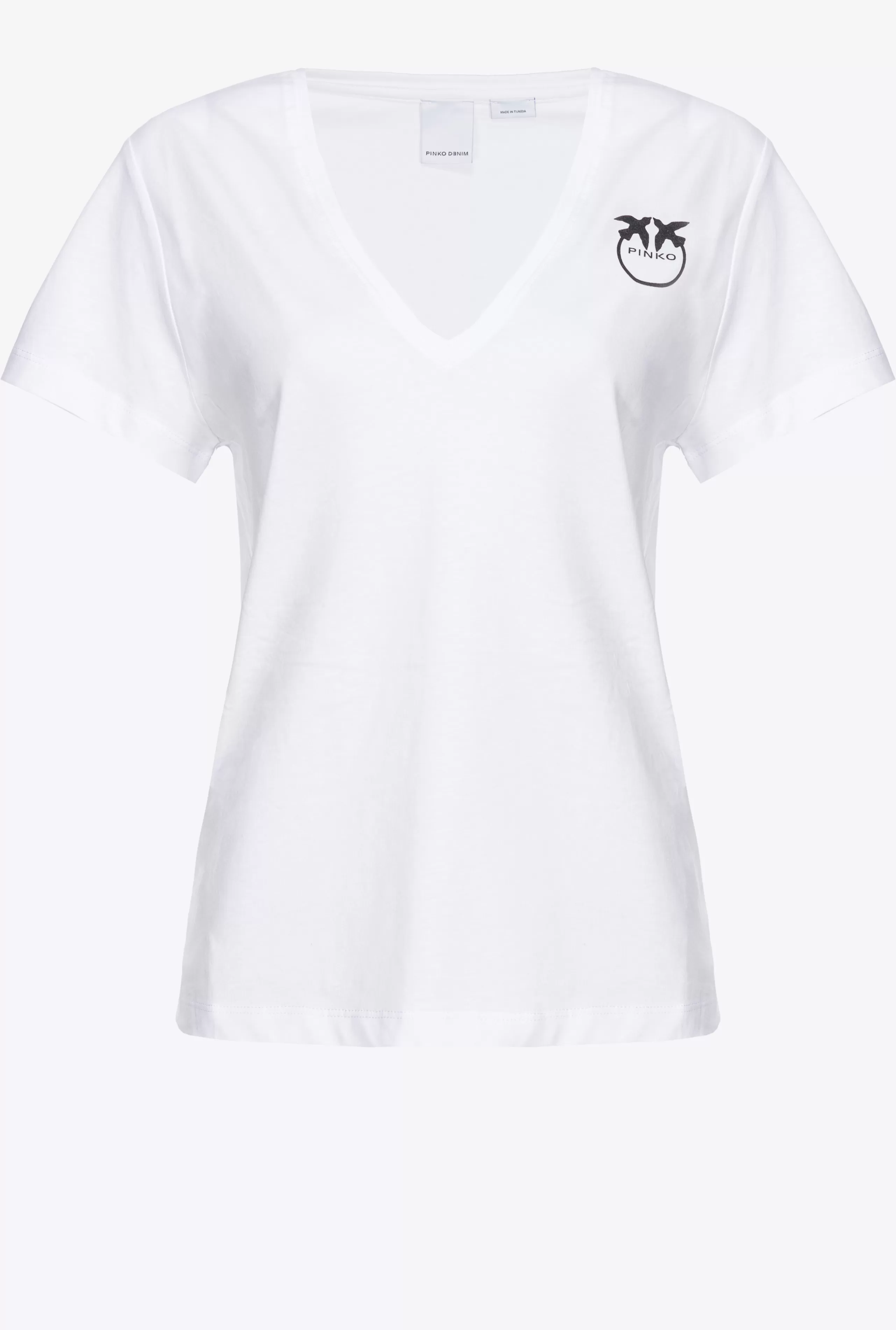 PINKO TOPY-T-shirt Z Dekoltem W Serek I Logo