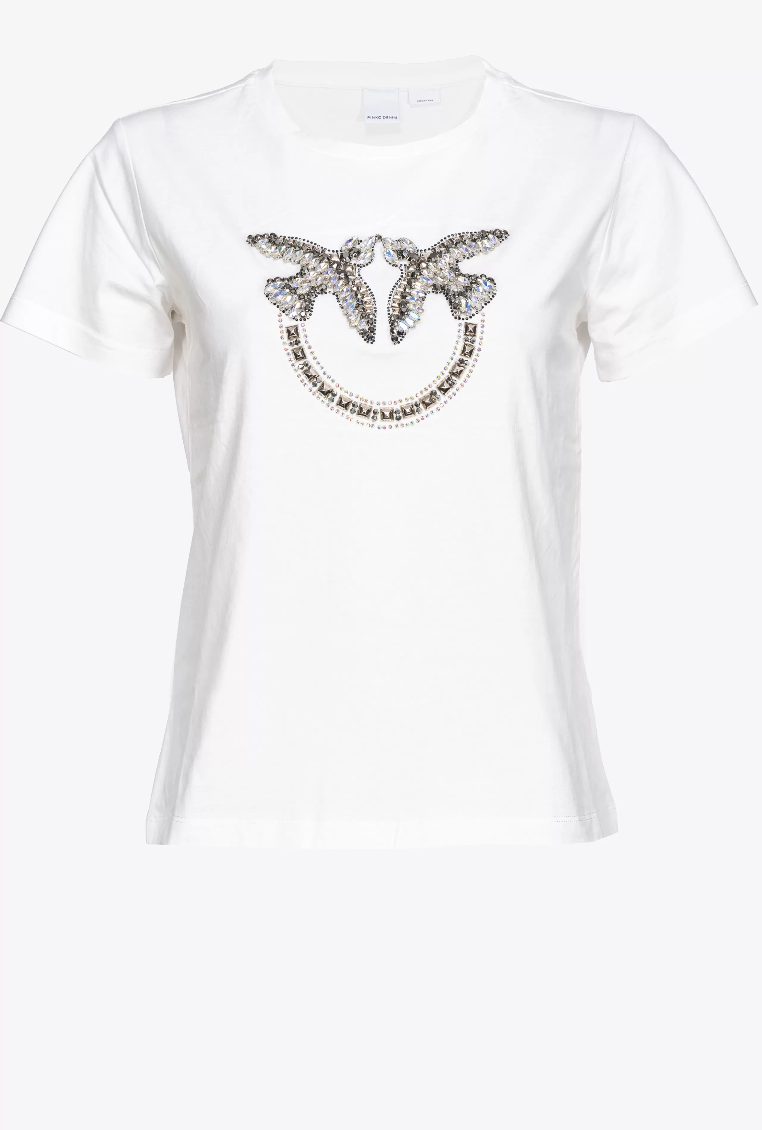 PINKO TOPY-T-shirt Z Haftem Love Birds