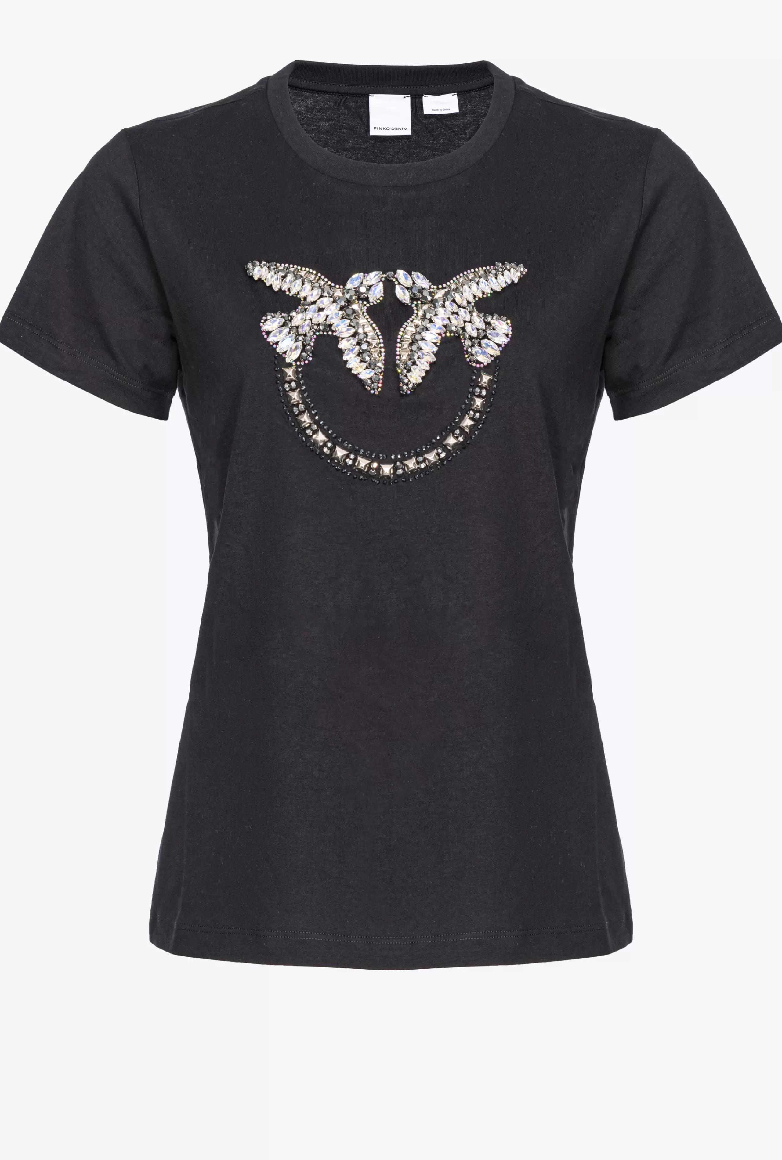 PINKO TOPY-T-shirt Z Haftem Love Birds