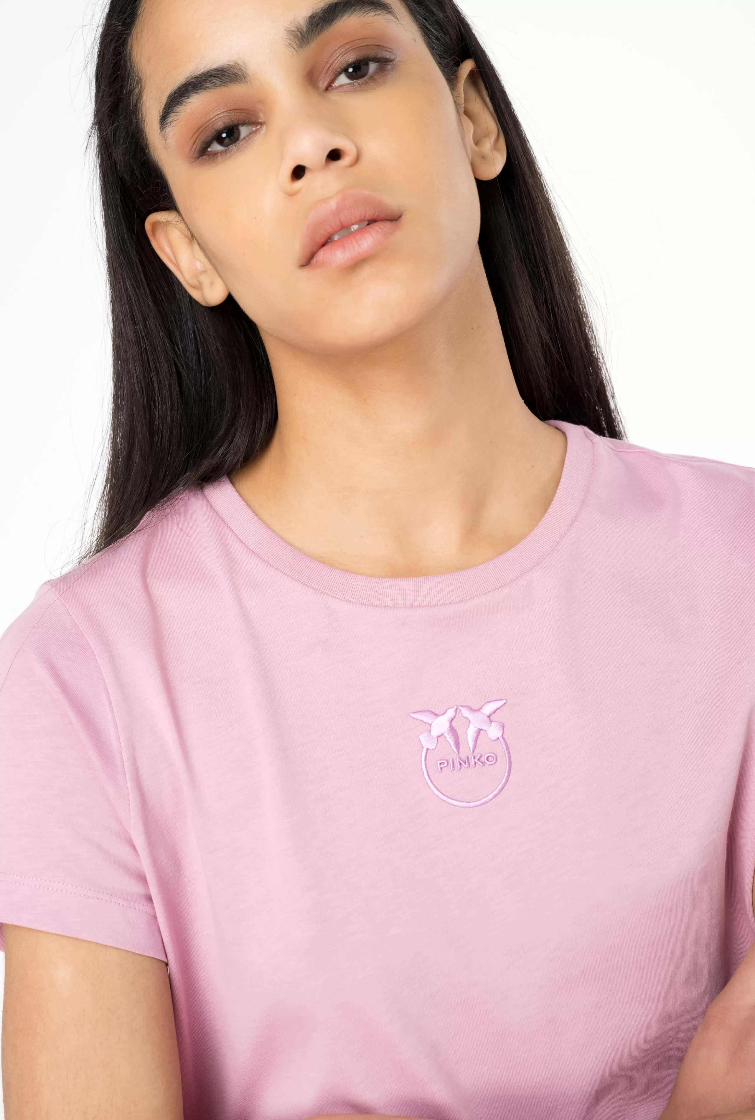 PINKO TOPY-T-shirt Z Haftem Love Birds