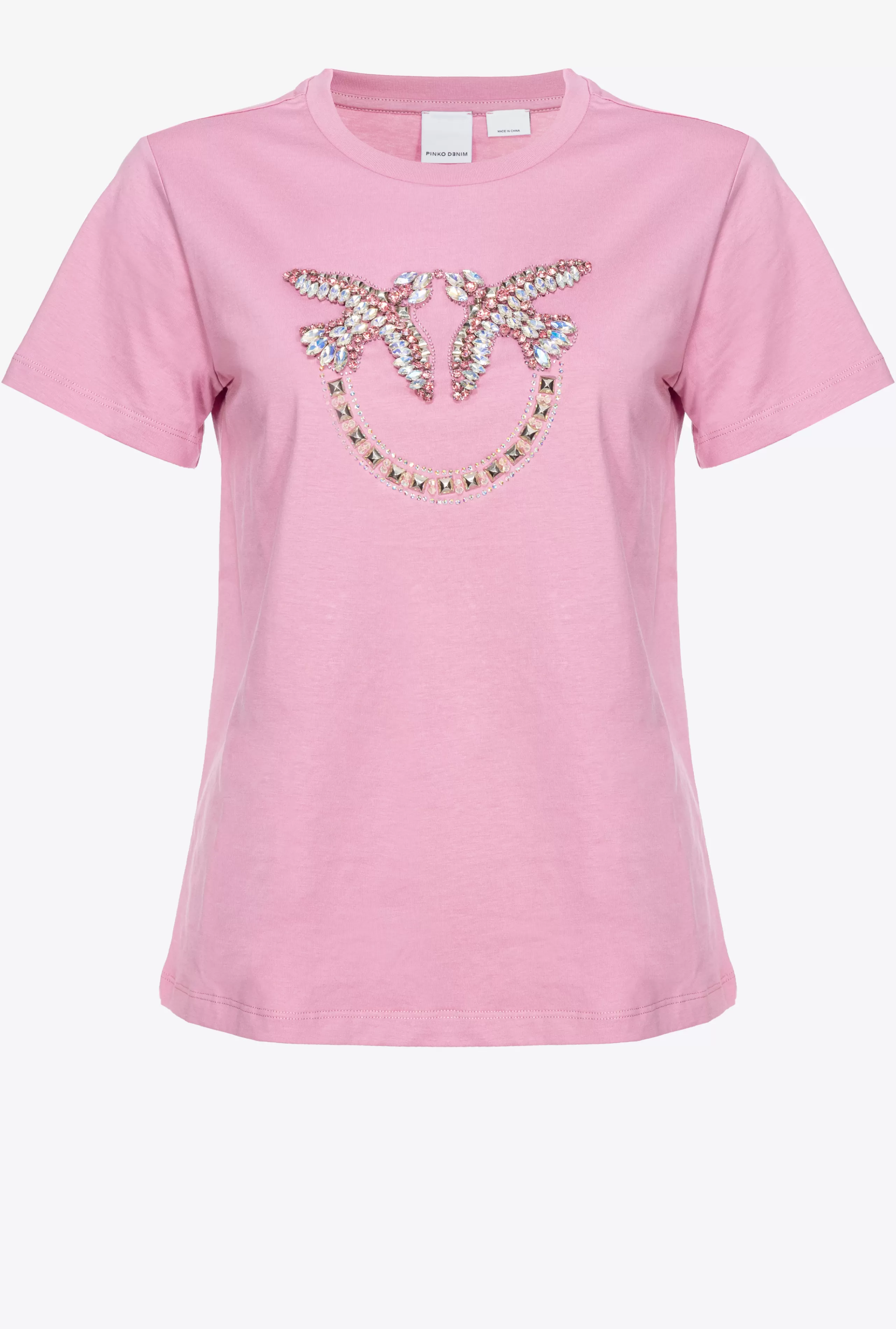 PINKO TOPY-T-shirt Z Haftem Love Birds