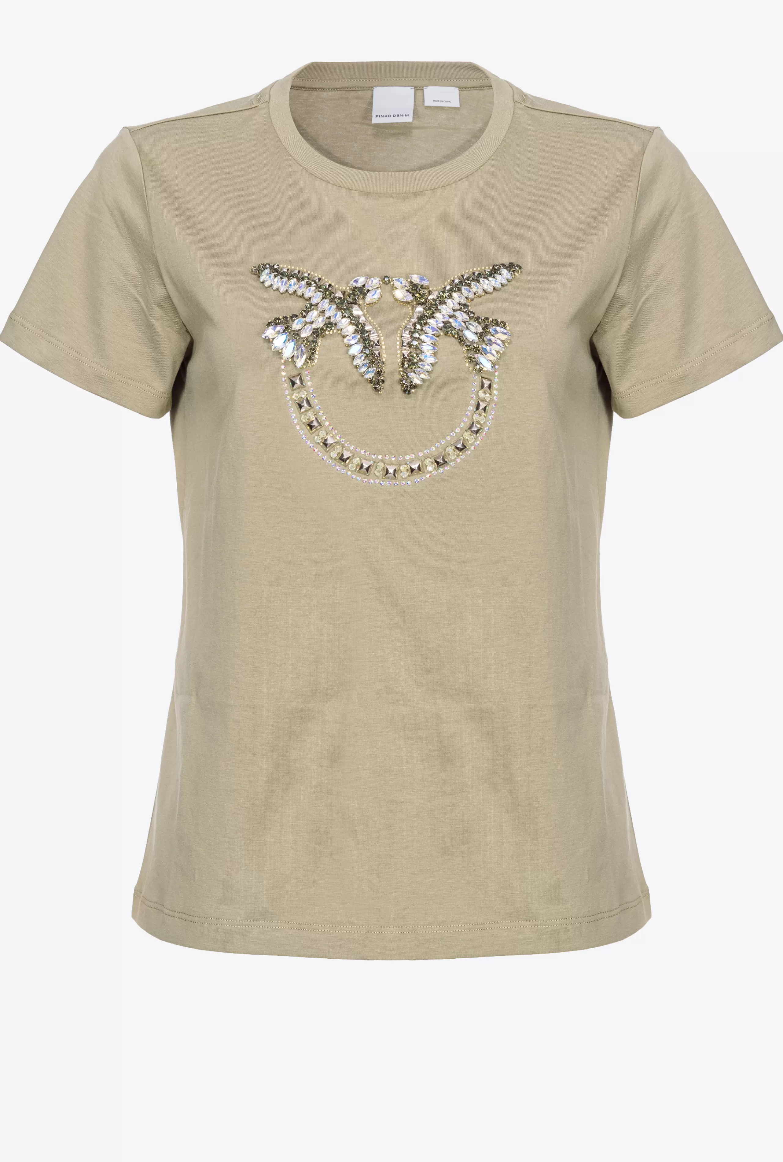 PINKO TOPY-T-shirt Z Haftem Love Birds